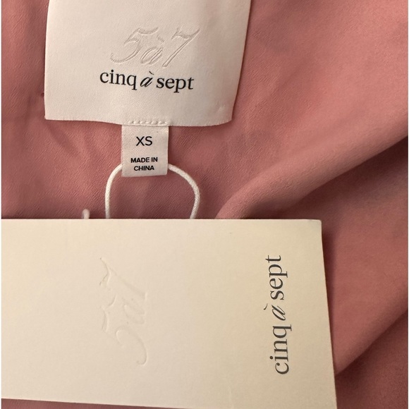 Cinq a Sept Pascale Silk Top Floral Pink Elastic Cuff Front Hem Tie - Picture 7 of 9